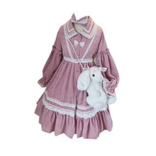 Vestido de pana estilo Harajuku para chica, ropa informal de estilo Kawaii, de estilo Harajuku, Lolita Mori, para estudiantes, Otoño e Invierno 2024 - compra barato