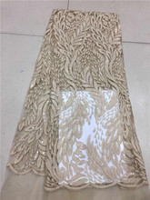 2018 nuevo encaje de red de lentejuelas nigerianas francesas, tela de encaje de malla de tul africana de alta calidad para vestido de boda de fiesta 5 yardas/lote blanco 2024 - compra barato