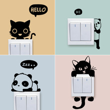 Creative 1 Set of 4pcs Cartoon cats panda Switch Wall Sticker Vinyl Cute animals Removable stickers Home decorations Decals 2024 - buy cheap