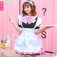 Vestido de princesa lolita rosa, disfraz de sirvienta, cosplay de anime 2024 - compra barato