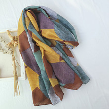KYQIAO женский винтажный шарф, женский осенне-весенний этнический длинный шарф в стиле пэчворк, шарф-глушитель, casaco feminino 2024 - купить недорого