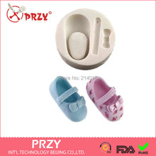 Baby Shoes Fondant Cake Decoration Mold Soap Mold 100% Food Grade Raw Material Jelly Mold Moulds Silicone Rubber PRZY No.f8005 2024 - buy cheap