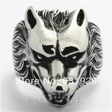 Free Shipping Men Wolf  King  Rings Vintga Cool Finger Rings 316L Stainless Steel Wolf Shape Ring 2024 - buy cheap