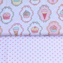 160CM*50CM cotton cloth cartoon cupcake with pink dots fabric for DIY kids crib bedding cushions clothes handwork quilting tela 2024 - buy cheap