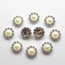 100 piezas 15mm redondo de diamantes de imitación de perlas botones de cristal de boda de fondo plano hebillas de adorno accesorios DIY 2024 - compra barato