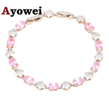 Wonderful Pink Crystal Charm Bracelets for Party Brand Design Silver Wholesale & Lead Free Fashion Jewelry TBS940A 2024 - buy cheap