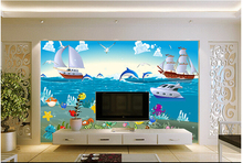 Custom children wallpaper, cartoon underwater world for children room living room TV wall paper DE parede vinyl which wallpaper 2024 - buy cheap