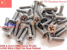 Titanium screws 6-32x1/2   Flat CSK  Head 2# Phillips  Driver Ti GR2 Polished 50 pcs 2024 - buy cheap