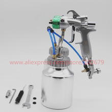 Free Shipping HVLP Newest Type Double Nozzle Spray Gun,Pressure Feed Spray Gun, Nano Chrome Paint Sprayer , Dual Head Pneumatic 2024 - buy cheap