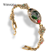 Wbmqda Hot Bohemian Fashion Flower Shape Antique Gold Color Charm Bracelets & Bangles For Women Vintage Ethnic Wedding Jewelry 2024 - buy cheap