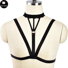 Sexy Body Harness Women Gothic Elastic Lingerie Body Cage Lace Collar Crop Top Bra Strappy Hollow Bra Bustier Bandage Belt 2024 - buy cheap