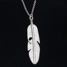 20pcs New Fashion Necklace 59x16mm feather Pendants Short Long Women Men Colar Gift Jewelry Choker 2024 - buy cheap