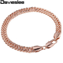 7/8mm Shiny Cut Double Curb Chain Rombo Womens Mens Chain Unisex Rose Gold Filled GF Bracelet 7-11inch Optional Gift LGB294 2024 - buy cheap