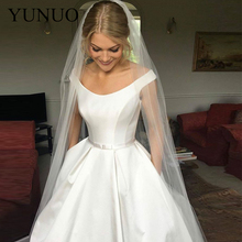 A-line White Ivory Simple Wedding Dresses Cap Sleeves Satin Country Garden Bridal Dresses Custom Made Wedding Gowns 2024 - buy cheap