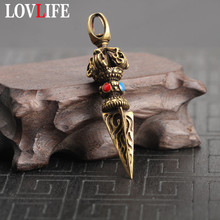 Copper Vajry Pestle Beads Keychain Pendant Vintage Brass Buddha Key Chain Lucky Auspicious Retro Key Rings Collection Avoid Evil 2024 - buy cheap