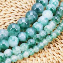 4 6 8 10 12mm Accessories Green Flower Chalcedony Loose Beads DIY Natural Stone Jewelry Making Design Gift Women Gifts 15inch 2024 - buy cheap