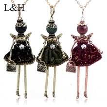 2018 New Lovely Dressing Doll Pendant Necklace Rhinestone Statement Long Chain Sweater Necklace For Women Jewelry collier femme 2024 - buy cheap