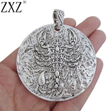 ZXZ 2pcs Large Hammered Round Medallion Scorpion Charms Pendants for Necklace Jewelry Making Findings 73x62mm 2024 - buy cheap