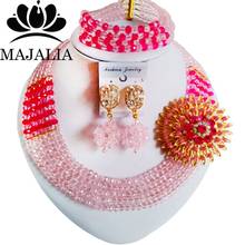 Fashion african jewelry set Baby Pink Crystal Nigeria Wedding african beads jewelry set Free shipping Majalia-200 2024 - buy cheap