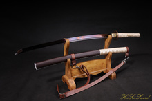 Ручной ковки Меч Японский самурайский в сложенном виде Сталь Катана Рединг лезвие Чистая латунь цубы меч красивый подарок 2024 - купить недорого