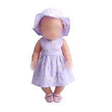 Roupas de boneca roxo floral vestido + chapéu caber 43 cm bonecas do bebê e 18 polegada menina bonecas roupas acessórios f232 2024 - compre barato
