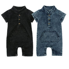 Fashion Newborn Baby Boy Girl Short Sleeve Denim Romper Jumpsuit Playsuit Outfits Summer Clothes 0-24M 2024 - buy cheap