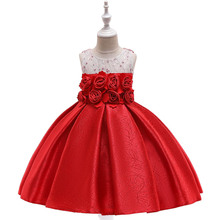 Платья для девочек на свадьбу, детское праздничное платье для девочек, платье принцессы с 3D цветами для девочек 3 -10 лет, элегантное Цветочное платье для девочек L5110 2024 - купить недорого