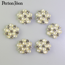 Botones de diamantes de imitación para ropa de mujer, botón de perlas de metal plateado para abrigo, decoración de boda, 21mm, 5 uds. 2024 - compra barato