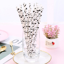 25pcs Cute Black Cow Patterned Drinking Disposable Paper Straws Birthday Wedding Decorative Party Table Beverage Supplies 2024 - buy cheap