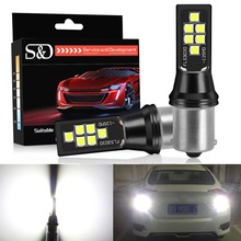 S & d ba15s 1156 p21w lâmpadas led para carro 12 smd 3030 chips sinal de seta, luzes reversas de freio, branco vermelho amarelo, lâmpada automática 12v 2024 - compre barato