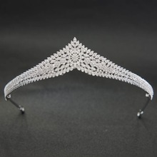 Classic CZ Cubic Zirconia Wedding Bridal Silver Tiara Diadem Crown Women Girl Prom Party Hair Jewelry Accessories CH10213 2024 - buy cheap