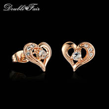 Top Quality Sweet Heart Cubic Zirconia Stud Earrings Rose Gold Color Fashion CZ Stone Party Jewelry For Women DFE770 2024 - buy cheap