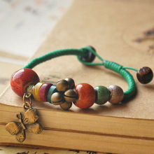 12 Pieces/Lot Vintage Charms Bracelet For Women Bell Colorful Ceramic Beads Strand Wood Bead Bracelets Ethnic jewelry Men Gift 2024 - купить недорого