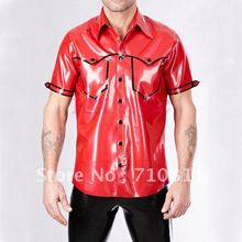 Camisa de látex para hombre, camisa de manga corta, estilo safari, Color Rojo 2024 - compra barato