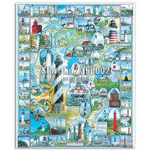 American Lighthouses DIY Full Diamond Embroidery 5D Diamond Painting Mosaic Cross Stitch map Art Needlework Crafts Home Decor 2024 - buy cheap