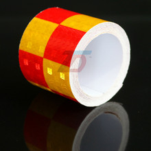 5cmx5m Red Orange Squares Safety Mark Reflective Tape Stickers Strips car-styling PVC Self Adhesive Warning Tape High Visibility 2024 - buy cheap