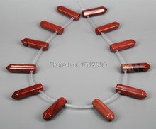 12pcs/strand Natural Red Ja sper Hexagon Beads Points Necklace Bulk,Top Drilled Faceted Bullet Shape Pendants Supplies 9x30mm 2024 - buy cheap
