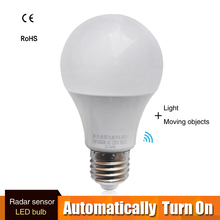 E27 led radar de microondas movimento sensor ambiente lâmpada luz inteligente lâmpada AC85-265V 9w 7 5 para corredor garagem quintal