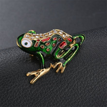 High Quality Pearl Rhinestone Crystal Frog Brooch For Woman Man Cute Animal Brooches Green Enamel Pin Dress Coat Unisex Ornament 2024 - buy cheap