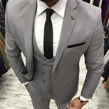 New Grey Business Men Suits 3 Pieces(Jacket Pant Vest Tie) High  Quality Slim Fit Blazer Formal Prom Terno Clothes Fashion 2024 - buy cheap