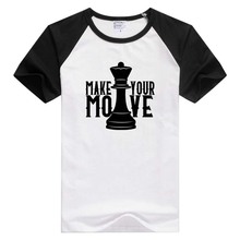 Camiseta informal de manga corta para hombre y mujer, Camiseta cómoda con estampado de ajedrez Make Your Move, camisetas a la moda GA1124 2024 - compra barato