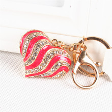 Love Heart Red Wave New Fashion Cute Crystal Charm Pendant Purse HandBag Key Ring Chain Favorite Delicate Gift Women 2024 - buy cheap