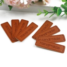 50pcs 5x1.5cm Handmade PU Leather Tag Label Hand made For Craft Gift Clothes Garment Bag Shoes Sewing Accessories DIY 2024 - buy cheap