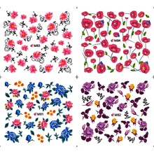 4 PACKS / LOT  Nail Art Water Transfers Stickers Nail Decals Stickers FLOWER FULL PAGE M081-M084 2024 - buy cheap