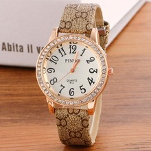 2020 New High-end Luxury Brand Rosy Gold Crystal Casual Quartz Watch Women Flower Leather Strap Wristwatches Relogio Feminino 2024 - buy cheap