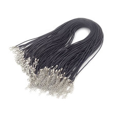 100pcs Black 2mm Real Leather Necklace Cord For DIY Craft Jewelry 18''  D0010 2024 - buy cheap