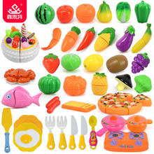60PCS Cutting Vegetables Plastic Food Fruit Pizza Birthday Cake Girls Kitchen Cooking Toys Playset Kids Pretend Play Toy Gifts 2024 - buy cheap