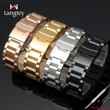 High Quality Stainless Steel Watchband Rose Gold Black Wristwatch Straps 18mm 20mm 22mm 24mm Watches Accessories With Tools 2024 - compre barato