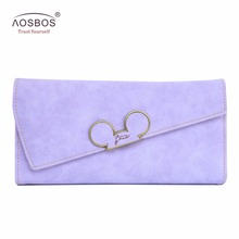 Aosbos Fashion Hot Hit Color Scrubs Women Wallet Ladies Long Swash-lid Tri-fold Cartoon Head Purse Slim Phone Coin Pocket Wallet 2024 - buy cheap