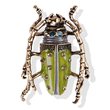 Vintage grande besouro inseto broche moda tira ouro cor esmalte animal distintivo corsage pinos jóias presente venda quente 2024 - compre barato